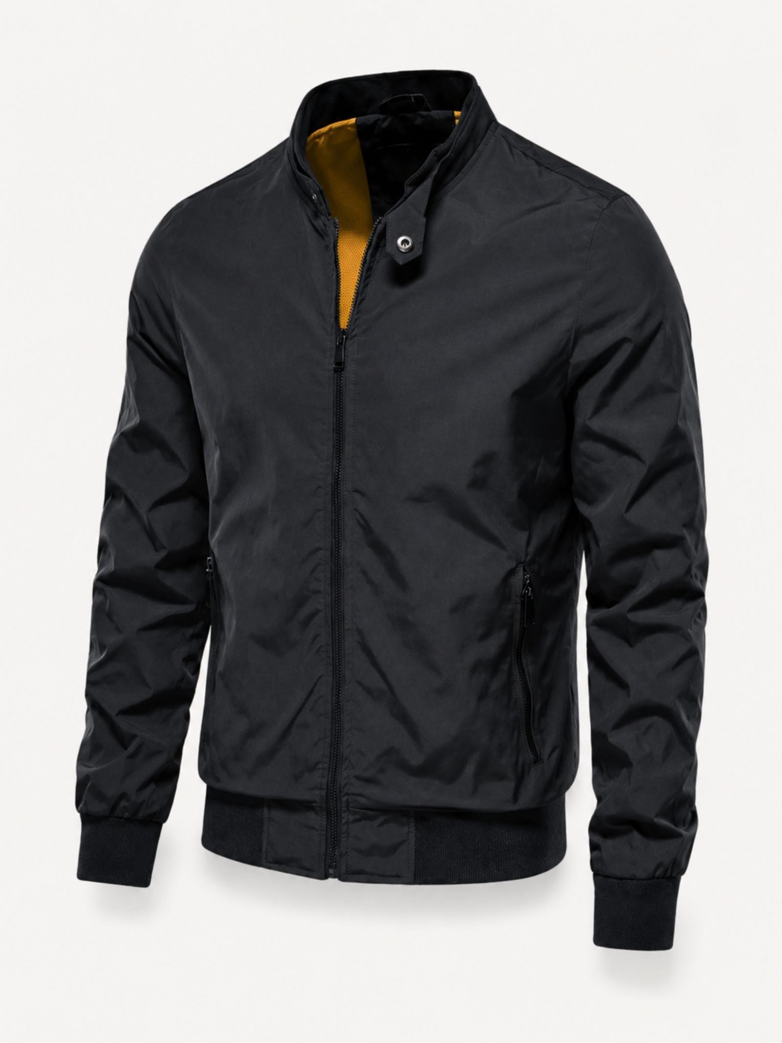 Men's Bomber Jacket with Stand-Up Collar