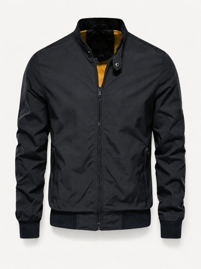 Men's Bomber Jacket with Stand-Up Collar