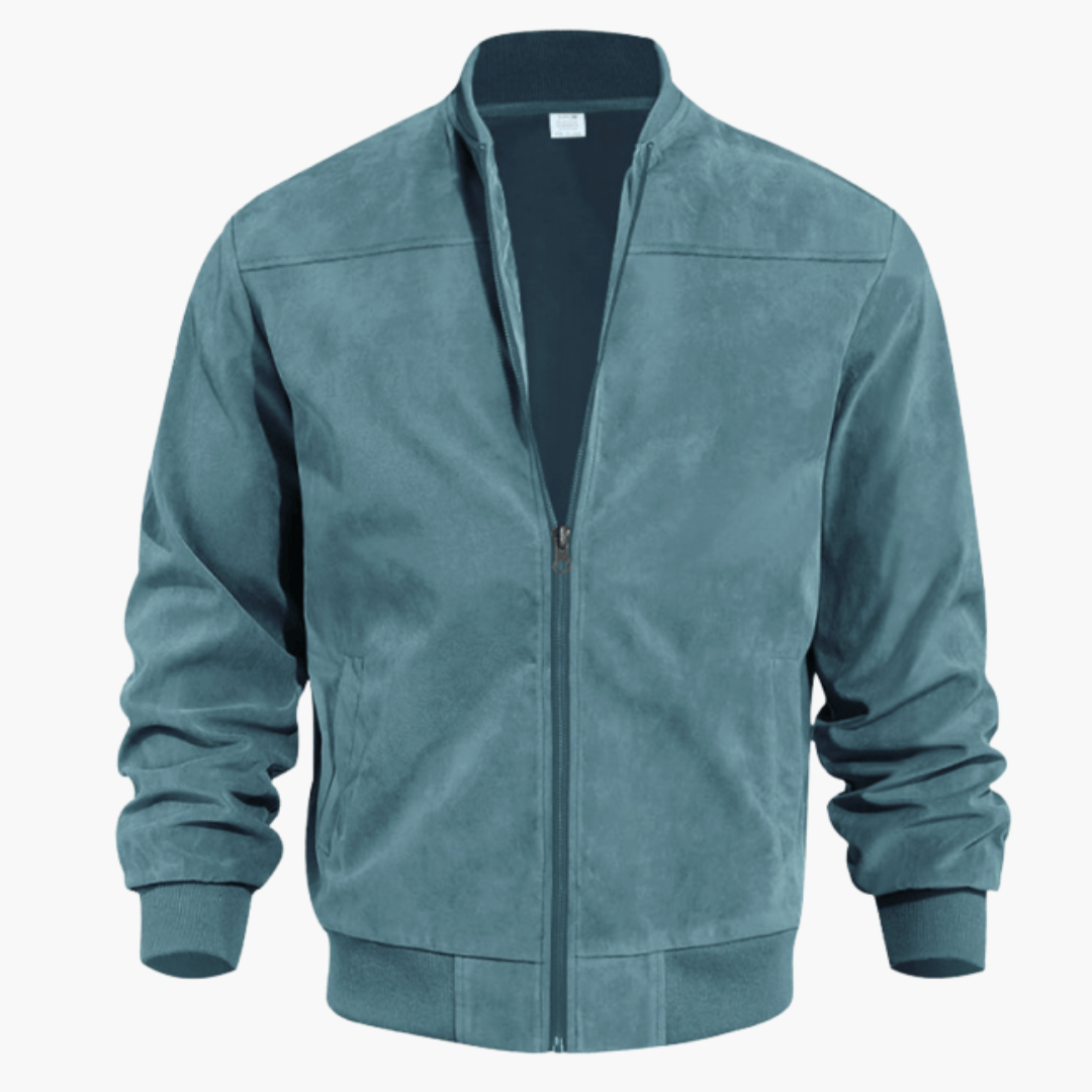 Men's Bomber Jacket with Zipper and Side Pockets