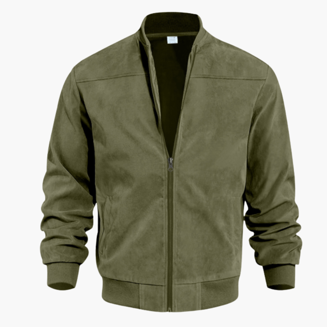 Men's Bomber Jacket with Zipper and Side Pockets