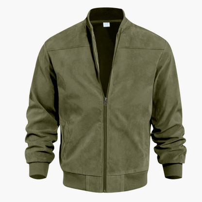 Men's Bomber Jacket with Zipper and Side Pockets
