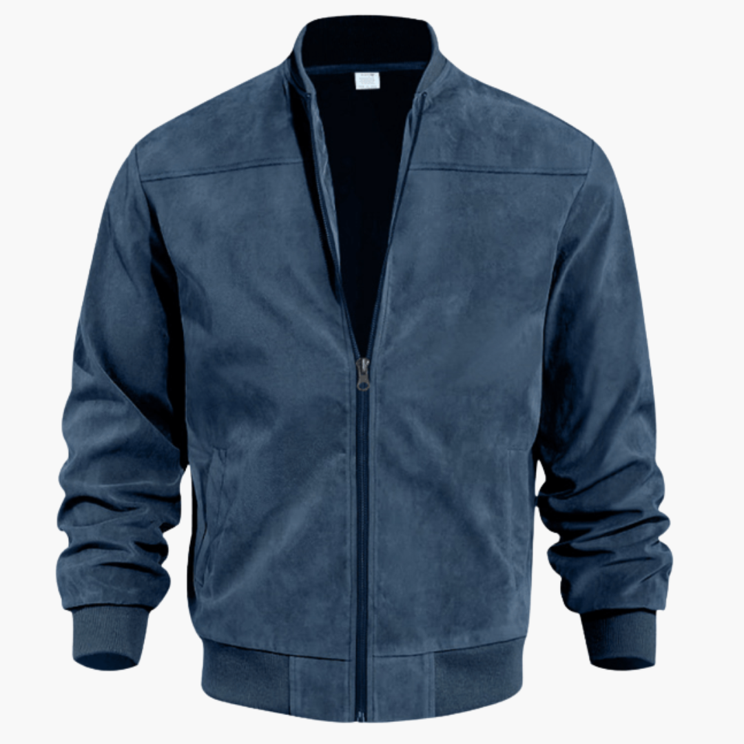 Men's Bomber Jacket with Zipper and Side Pockets
