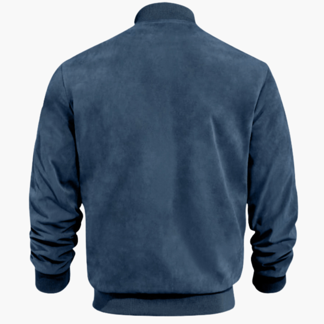 Men's Bomber Jacket with Zipper and Side Pockets