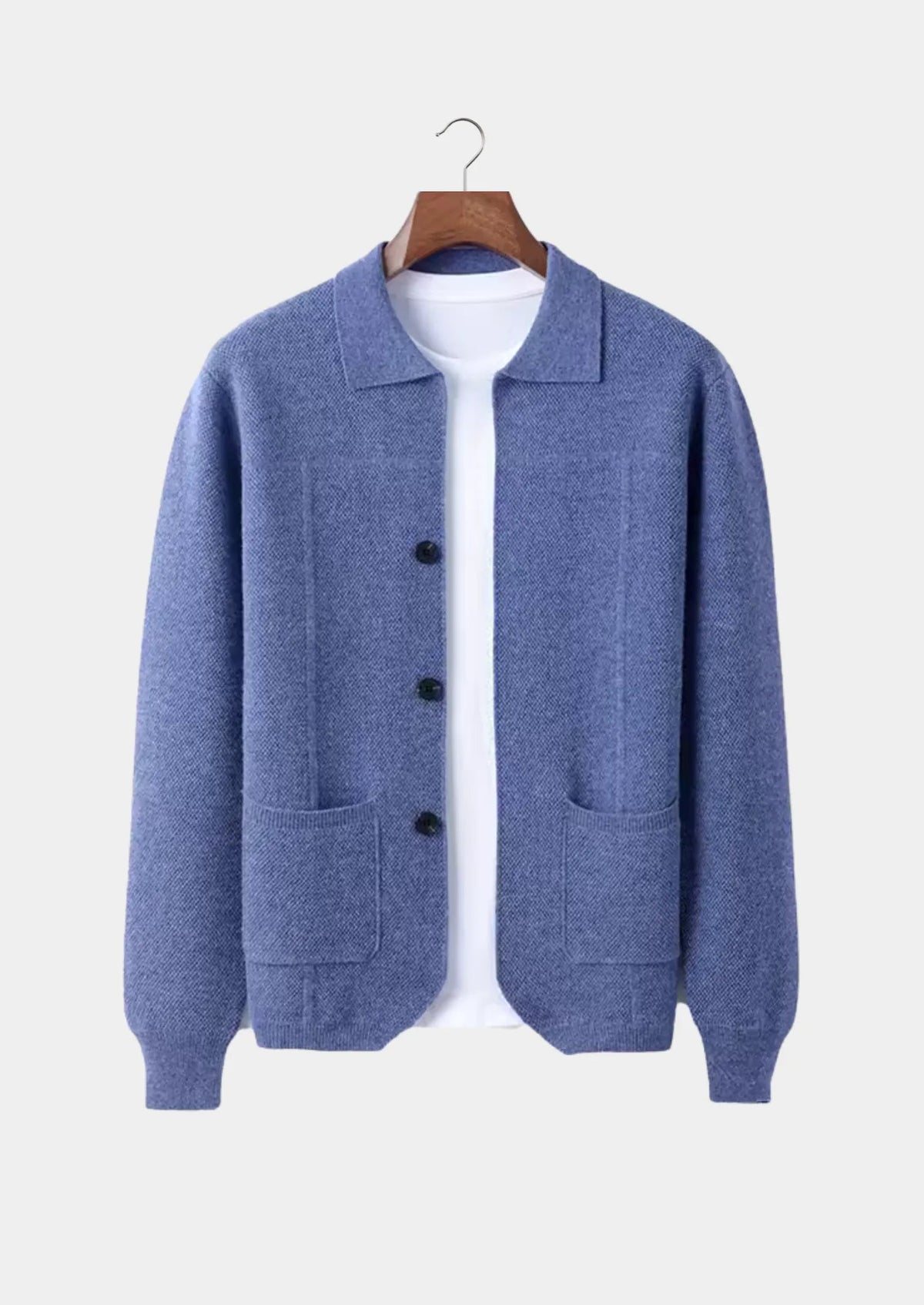 Men's Button-Closure Wool Cardigan