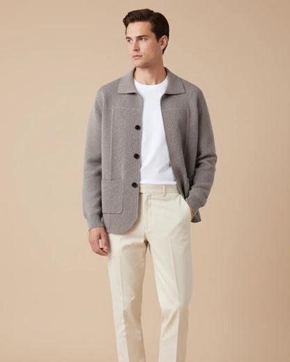 Men's Button-Closure Wool Cardigan