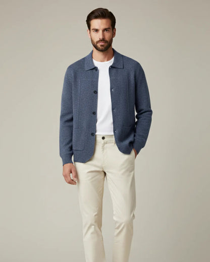 Men's Button-Closure Wool Cardigan