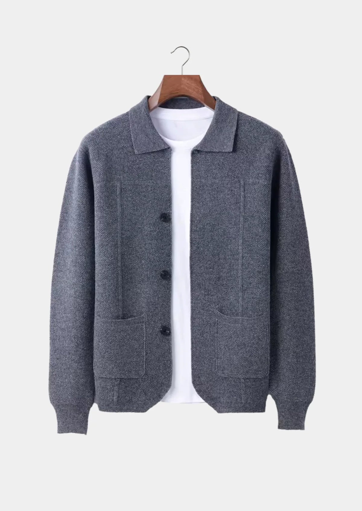 Men's Button-Closure Wool Cardigan