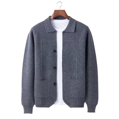 Men's Button-Closure Wool Cardigan