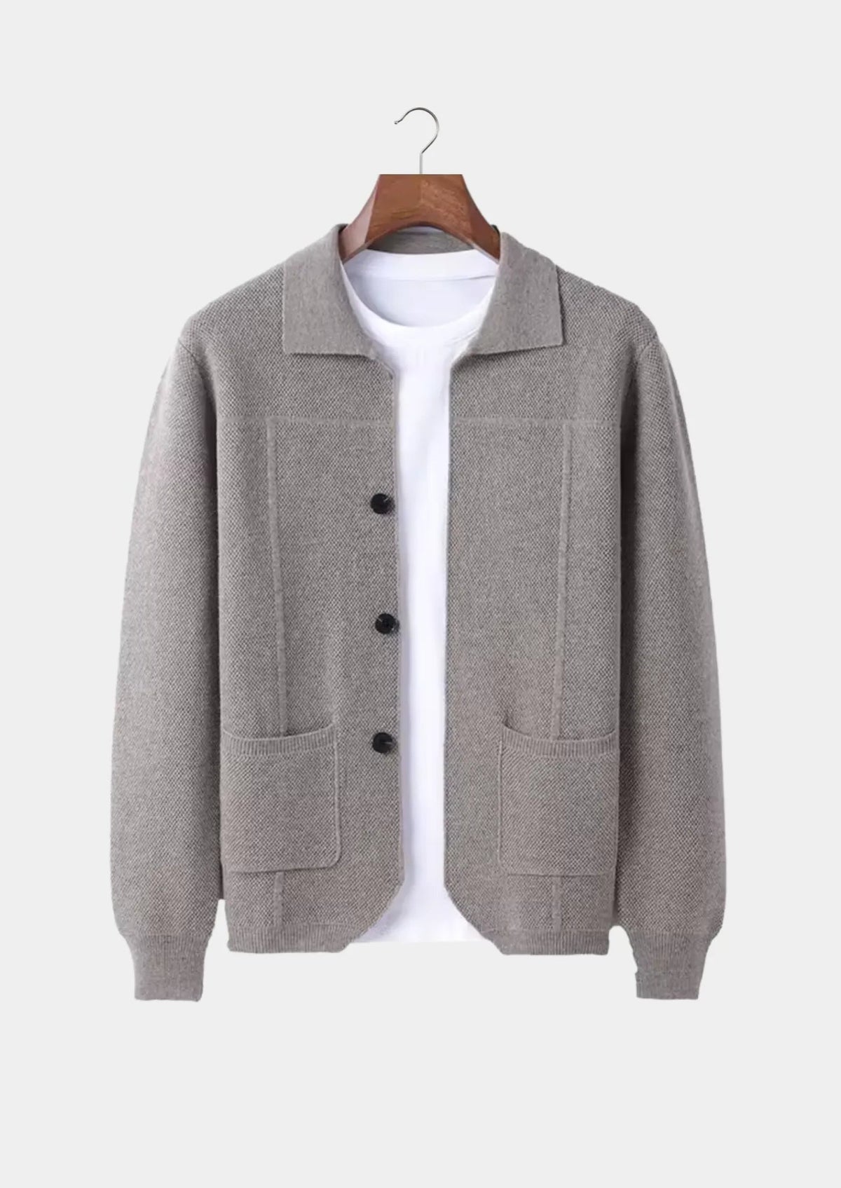 Men's Button-Closure Wool Cardigan
