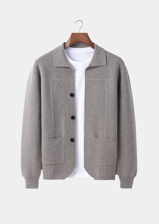 Men's Button-Closure Wool Cardigan