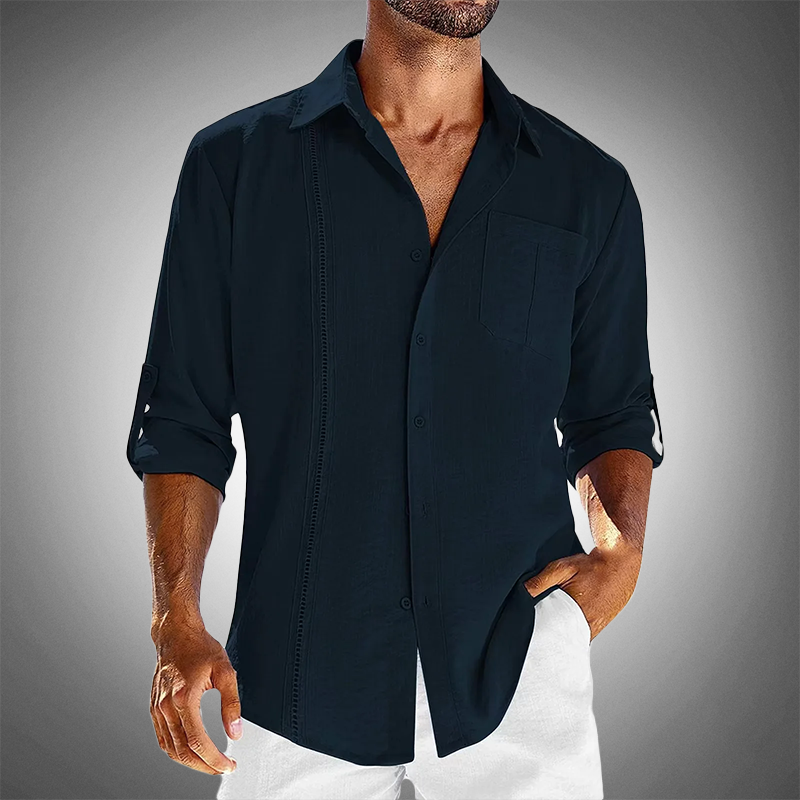 Men's Button-Down Shirt with Rolled Sleeves