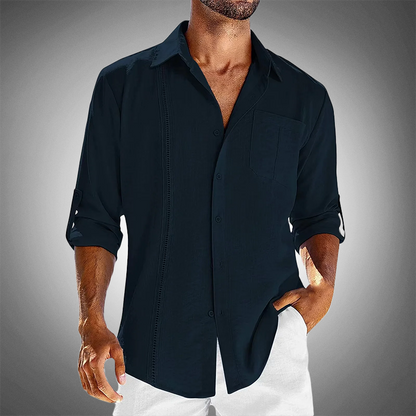 Men's Button-Down Shirt with Rolled Sleeves