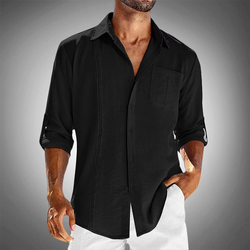 Men's Button-Down Shirt with Rolled Sleeves