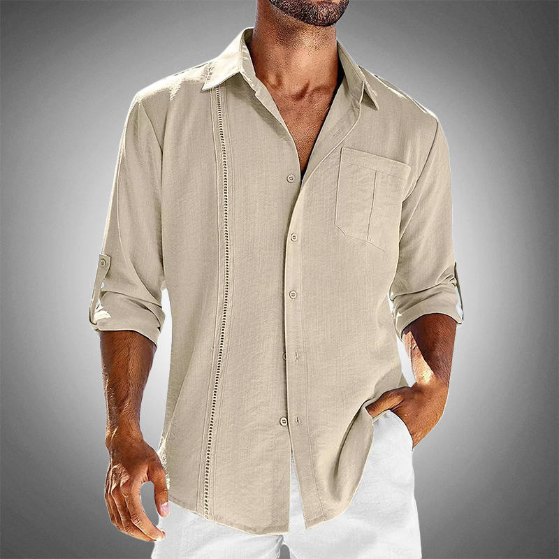 Men's Button-Down Shirt with Rolled Sleeves