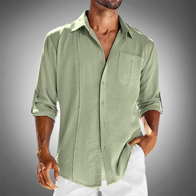 Men's Button-Down Shirt with Rolled Sleeves