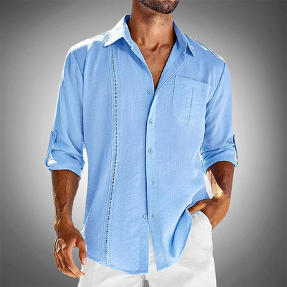 Men's Button-Down Shirt with Rolled Sleeves