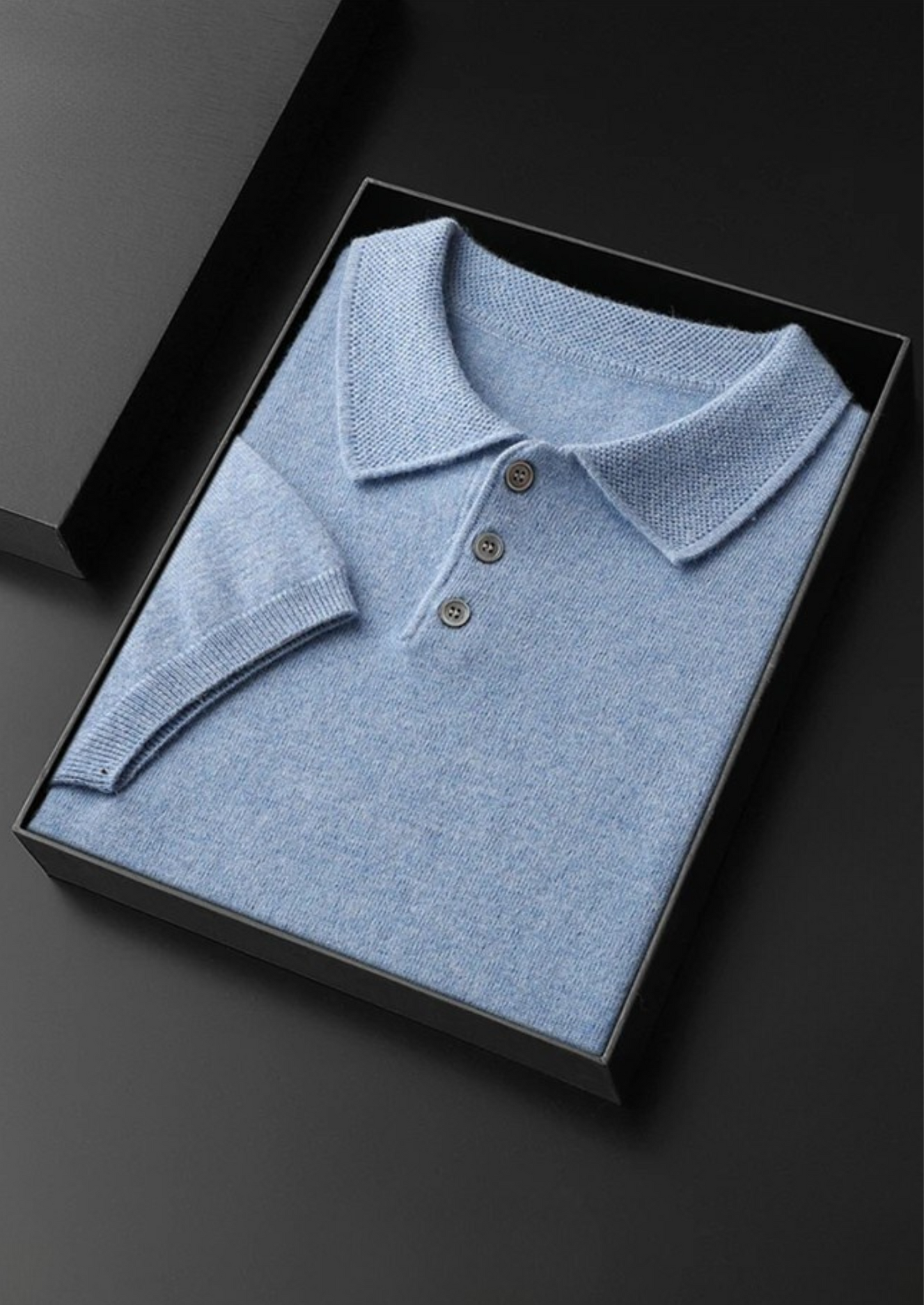 Men's Button-Down Textured Knit Polo Shirt