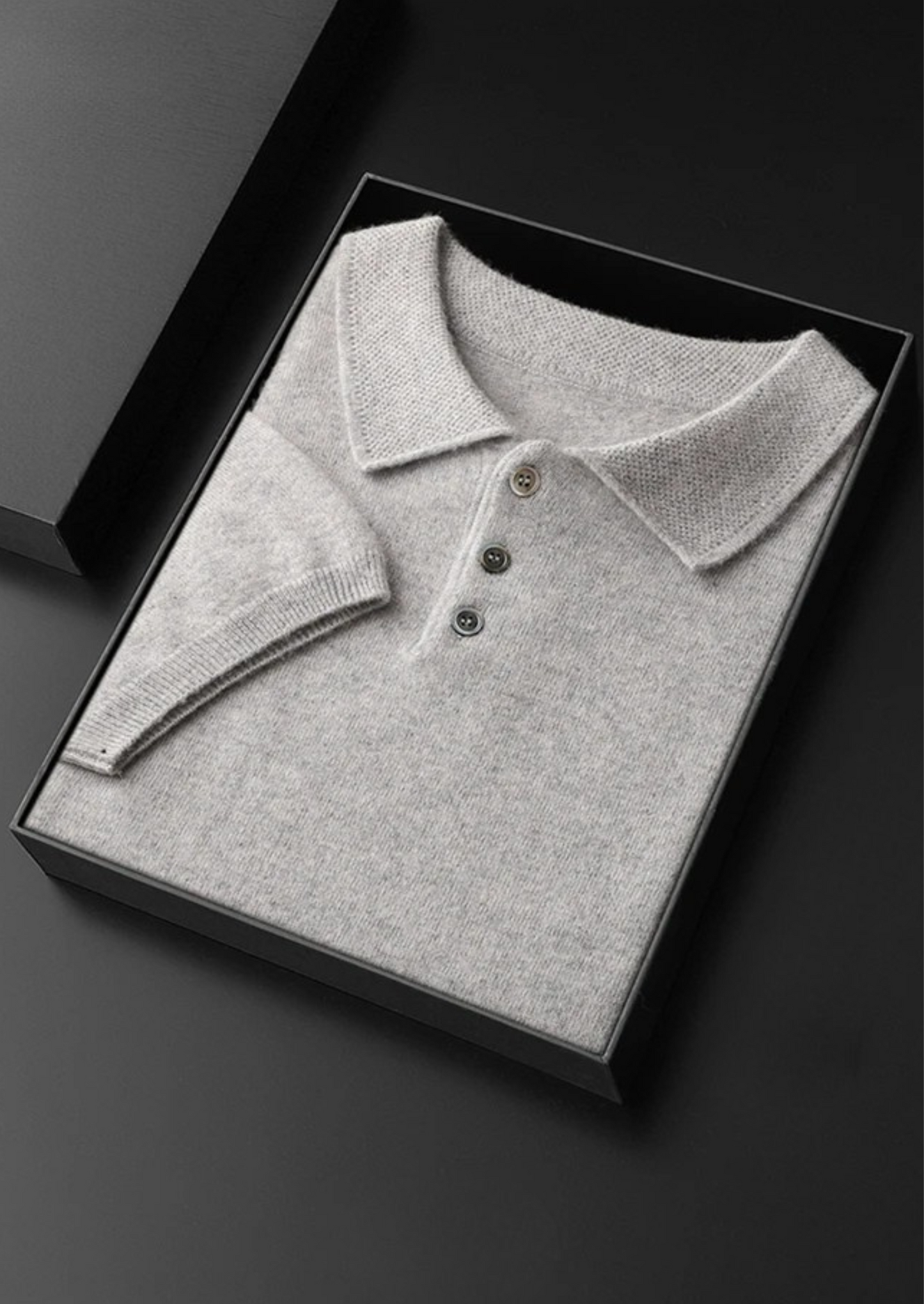 Men's Button-Down Textured Knit Polo Shirt