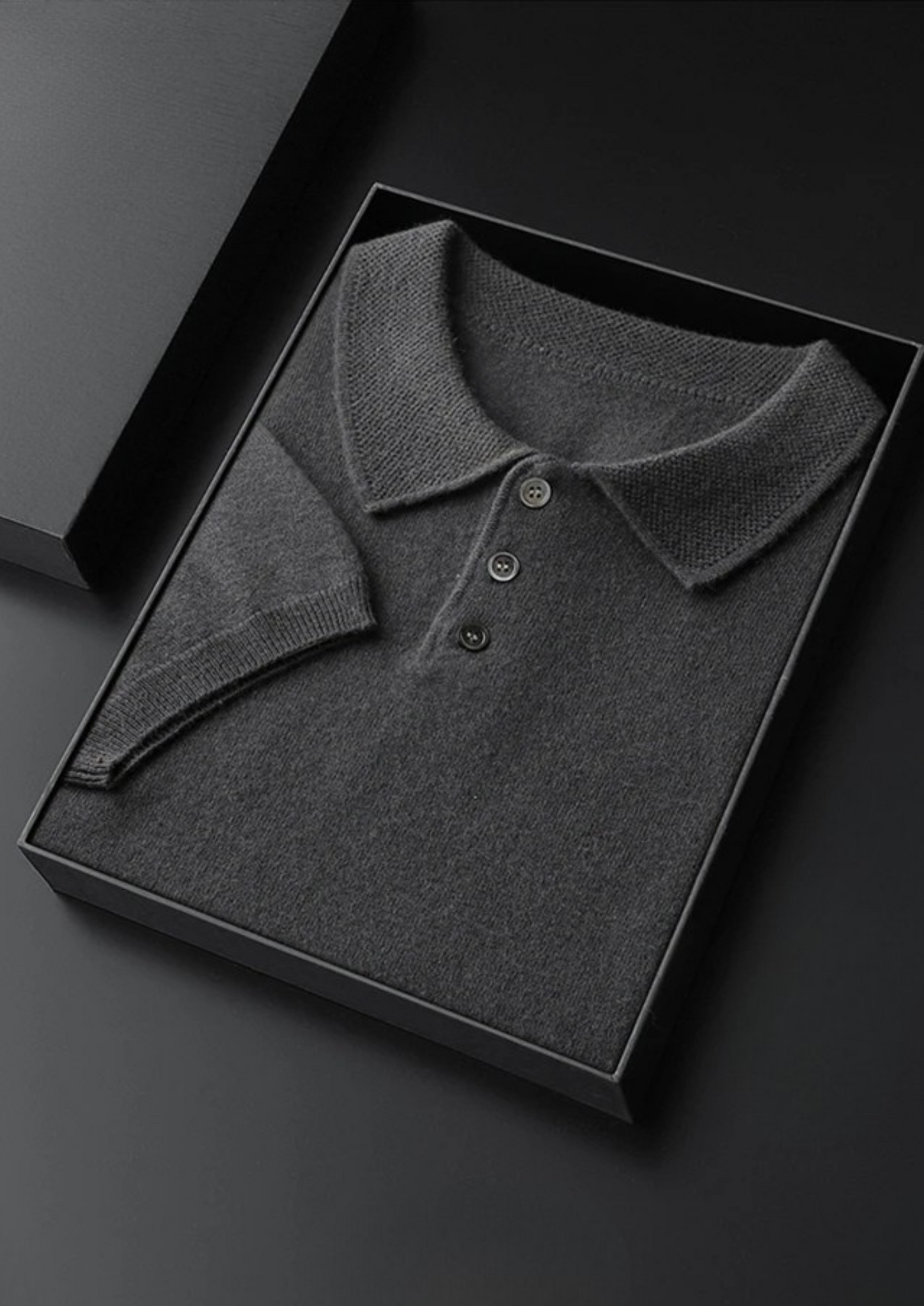 Men's Button-Down Textured Knit Polo Shirt