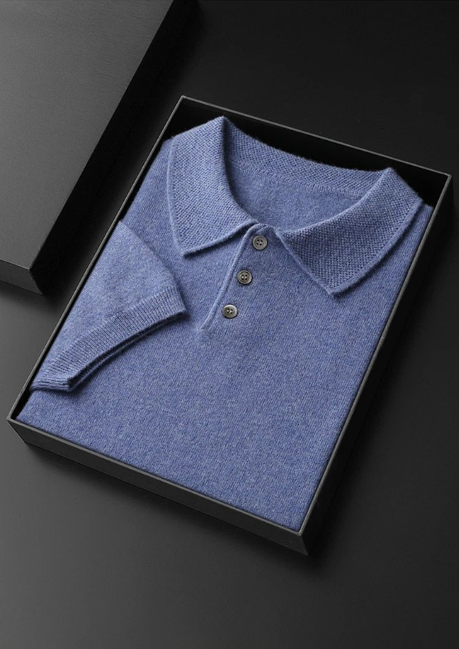 Men's Button-Down Textured Knit Polo Shirt