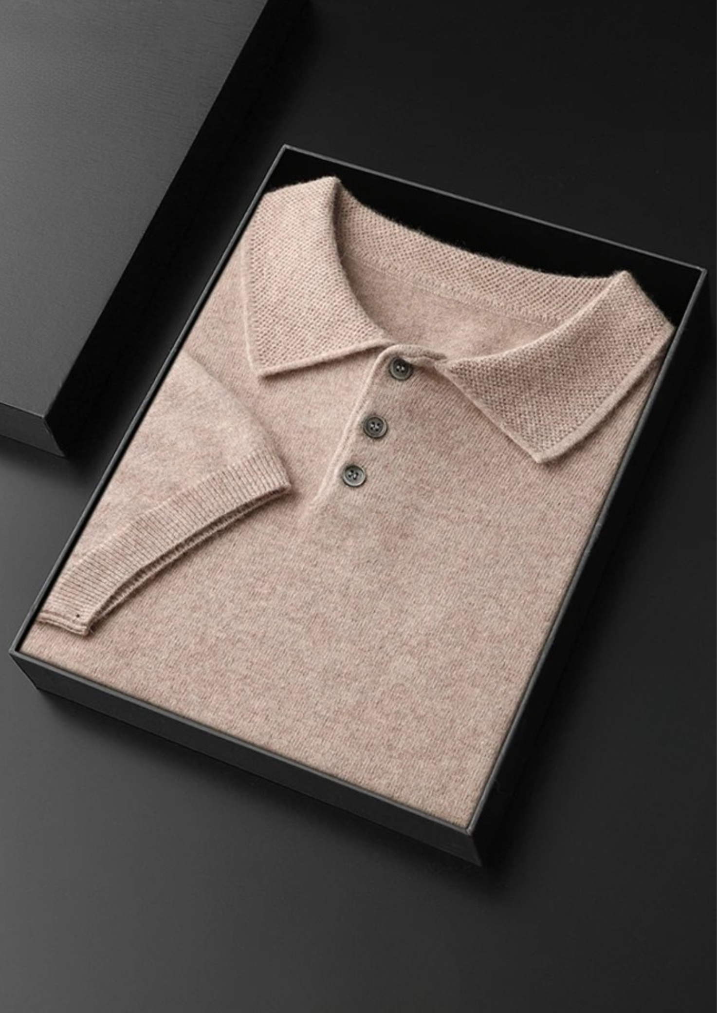 Men's Button-Down Textured Knit Polo Shirt