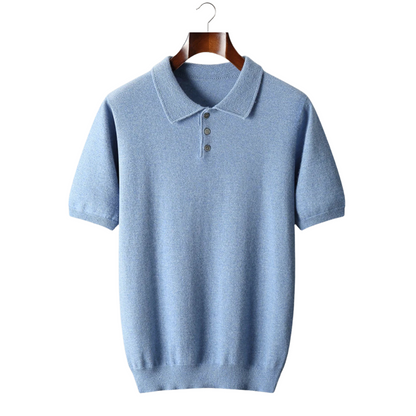 Men's Button-Down Textured Knit Polo Shirt