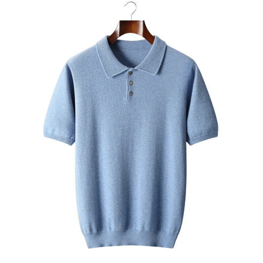 Men's Button-Down Textured Knit Polo Shirt