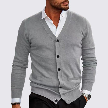 Men's Button-Down V-Neck Cardigan