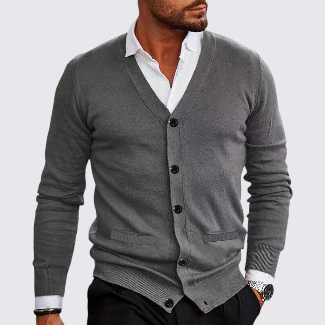 Men's Button-Down V-Neck Cardigan