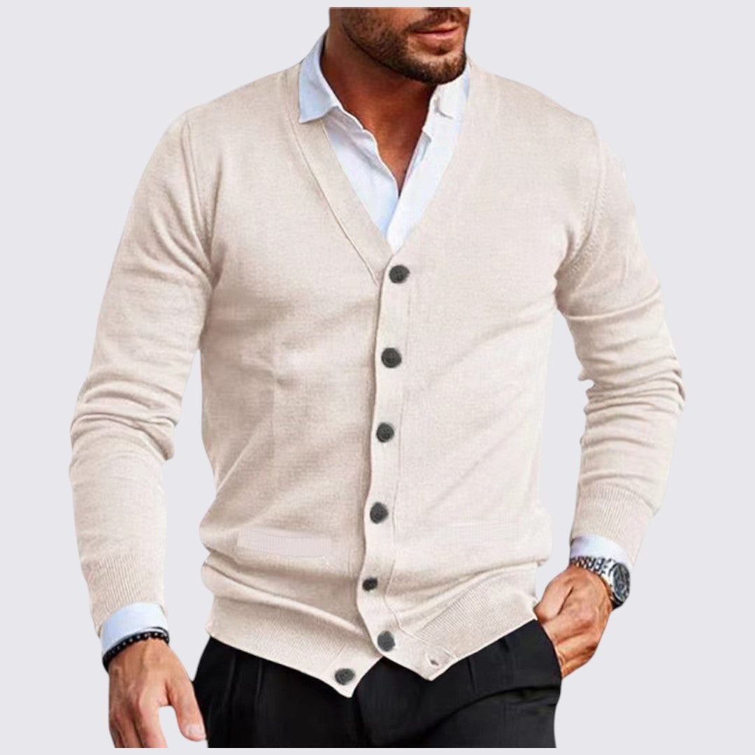 Men's Button-Down V-Neck Cardigan