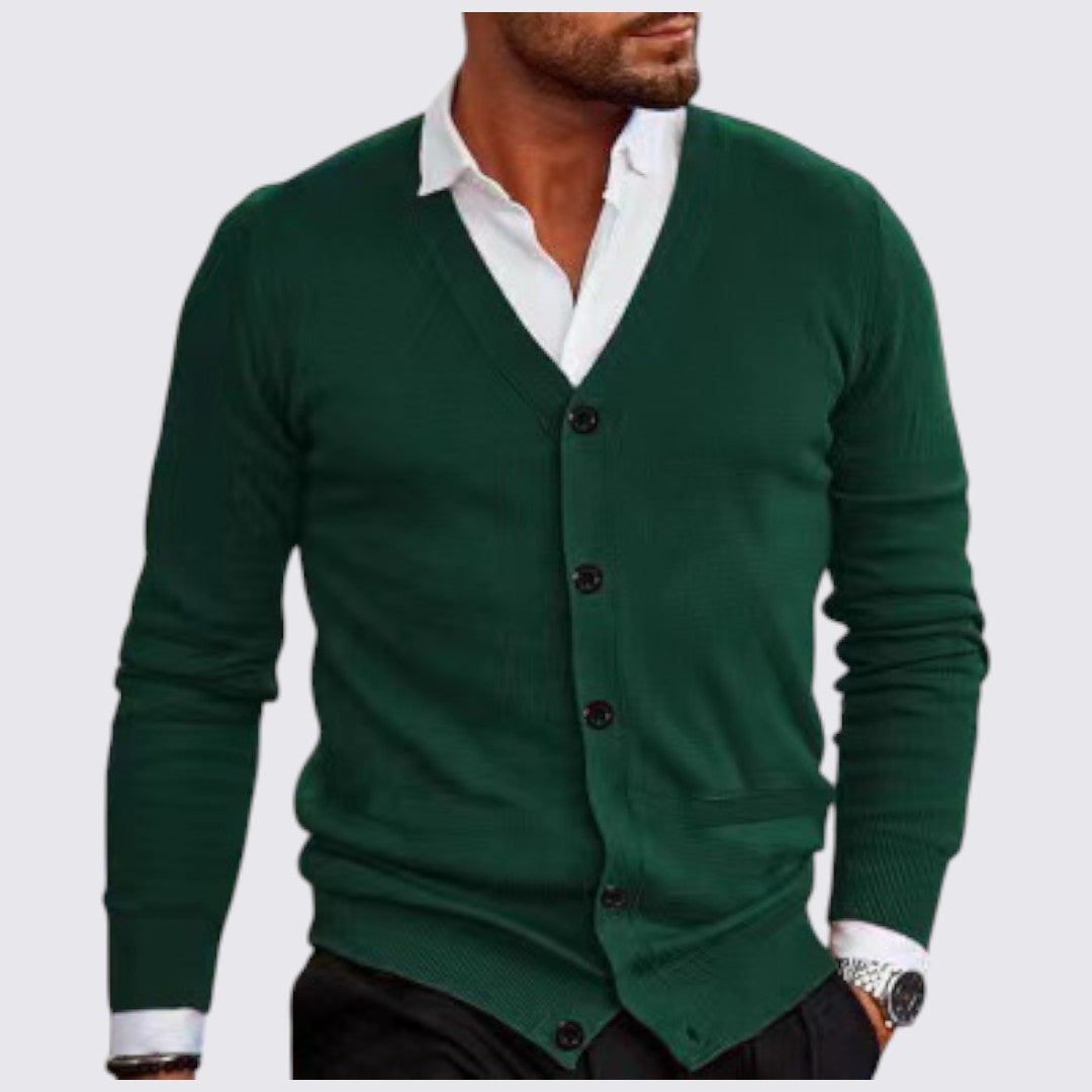 Men's Button-Down V-Neck Cardigan