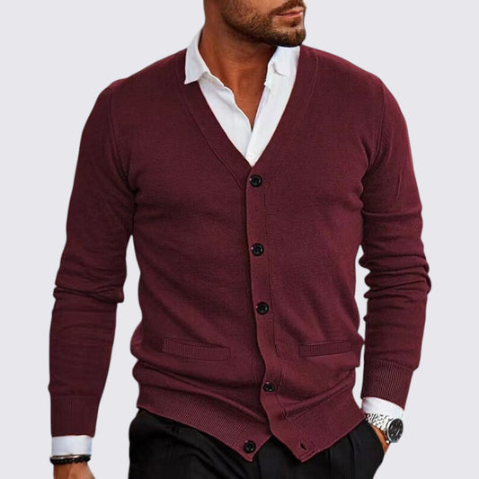 Men's Button-Down V-Neck Cardigan
