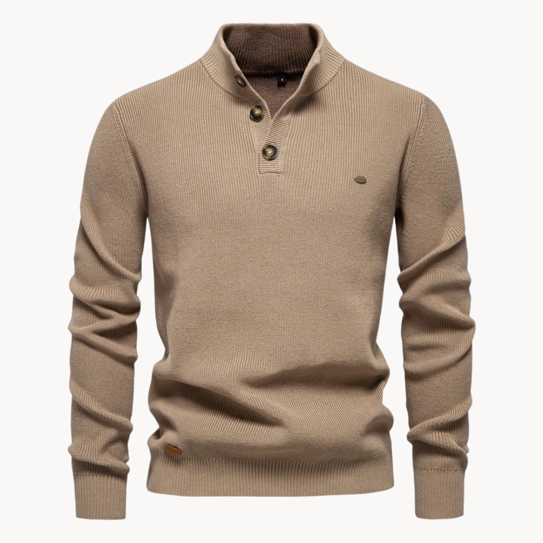 Men's Button Mockneck Sweater