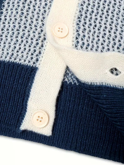 Men's Button-Up Diamond Pattern Cardigan