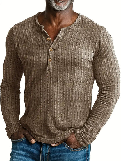 Men's Cable Knit Henley Sweater for Casual Wear