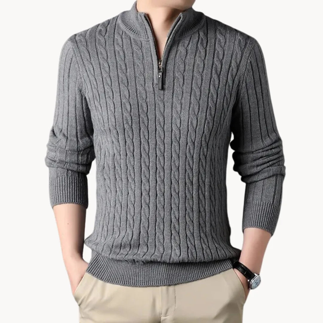 Men's Cable Knit Quarter Zip Sweater