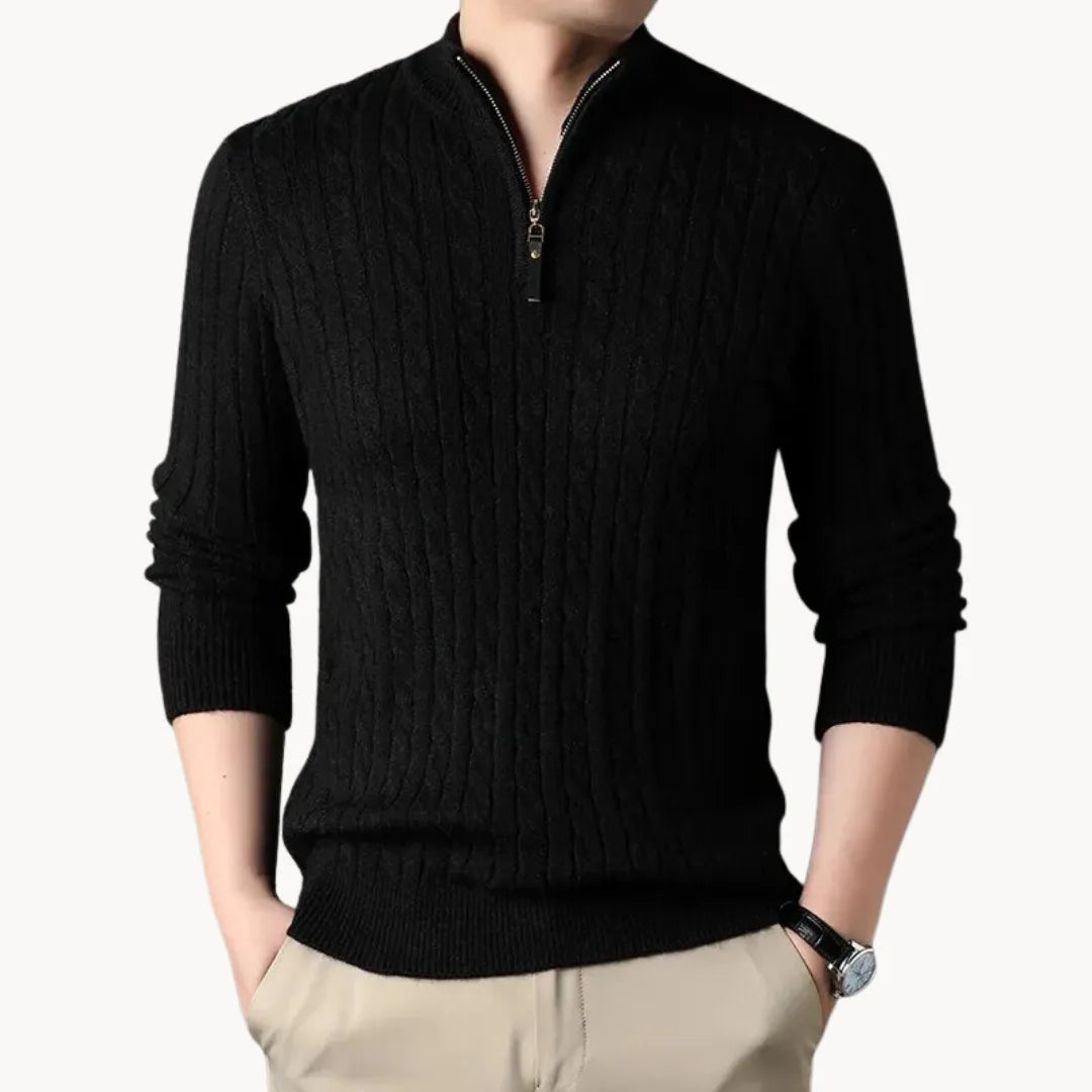 Men's Cable Knit Quarter Zip Sweater