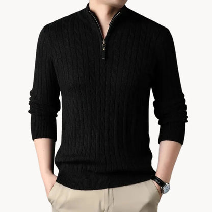 Men's Cable Knit Quarter Zip Sweater