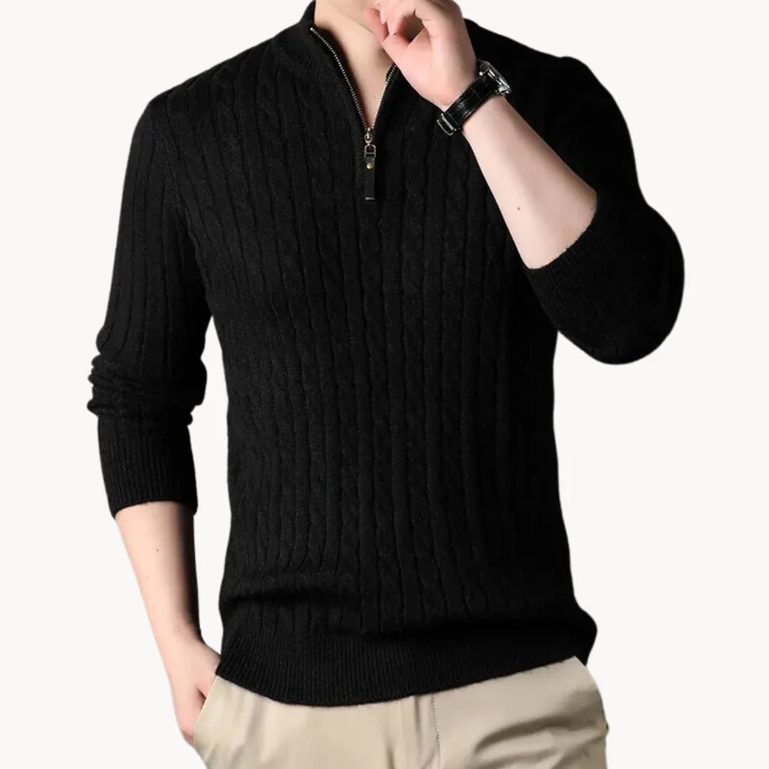 Men's Cable Knit Quarter Zip Sweater