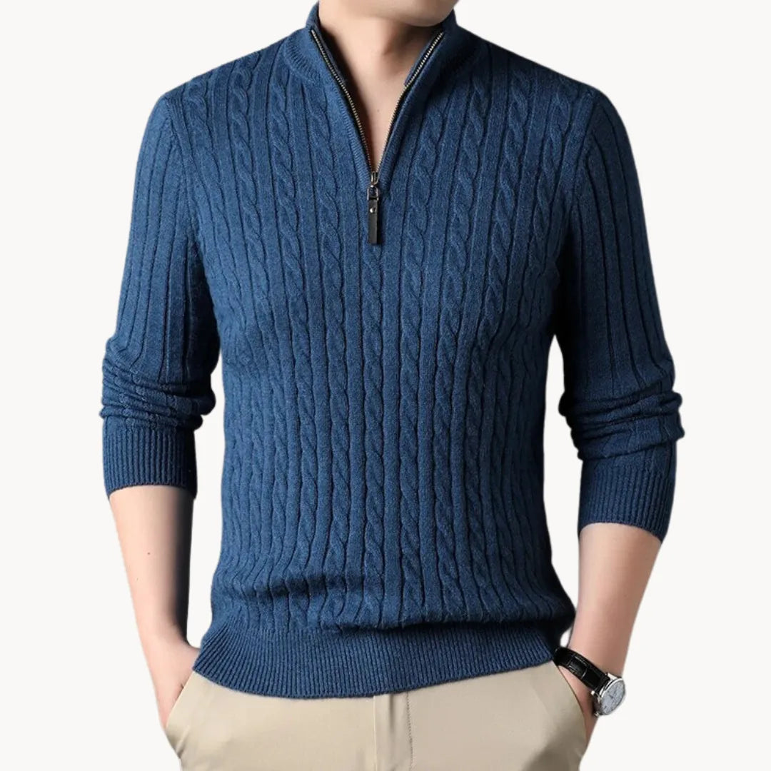 Men's Cable Knit Quarter Zip Sweater