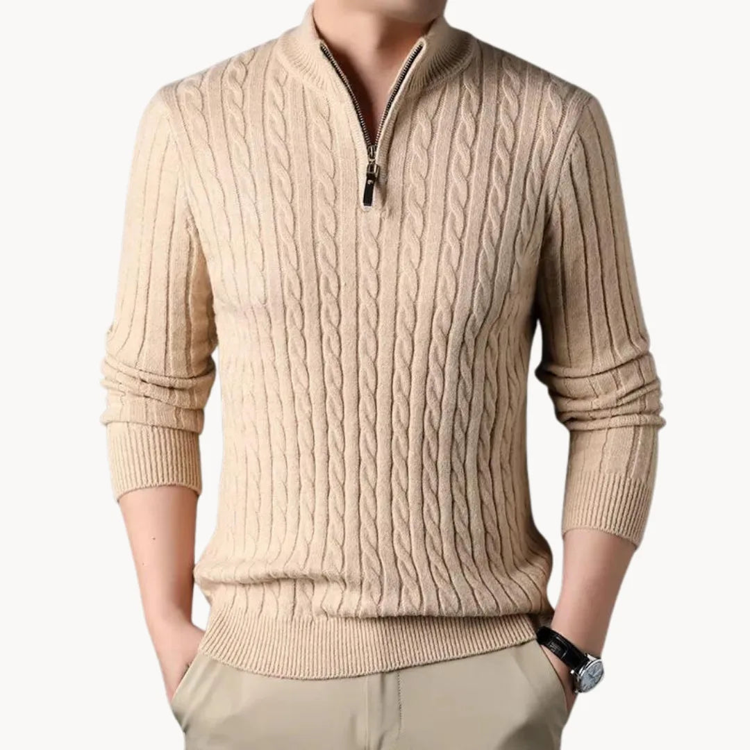 Men's Cable Knit Quarter Zip Sweater