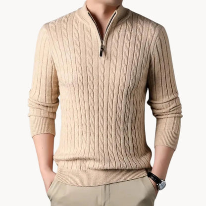 Men's Cable Knit Quarter Zip Sweater