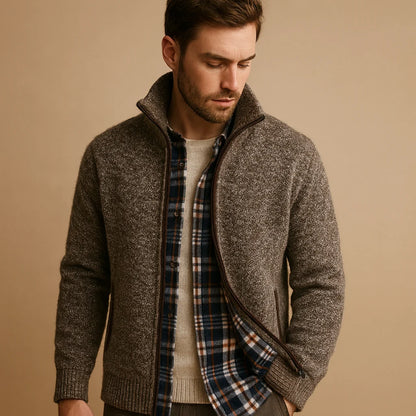 Men's Cable Knit Sweater with Lined Interior