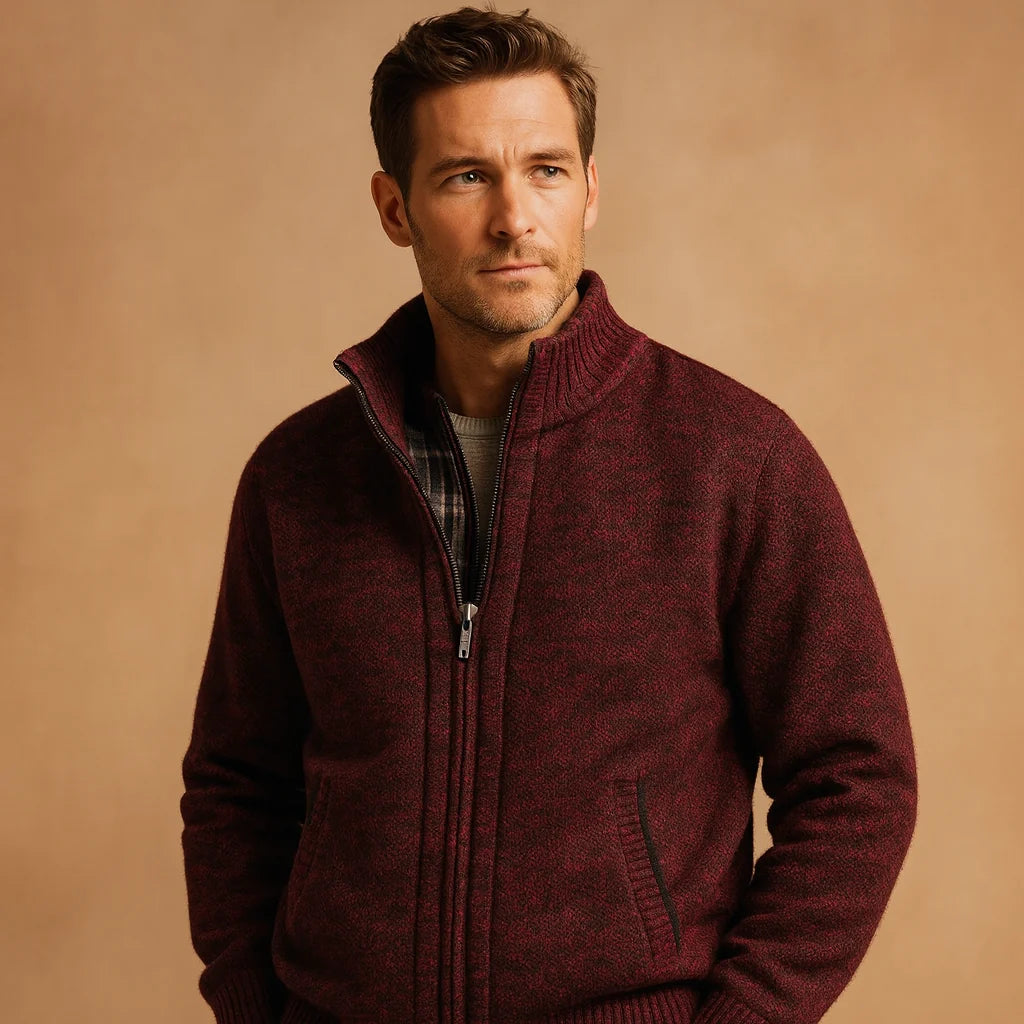 Men's Cable Knit Sweater with Lined Interior