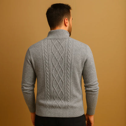 Men's Cable Knit Sweater with Lined Interior