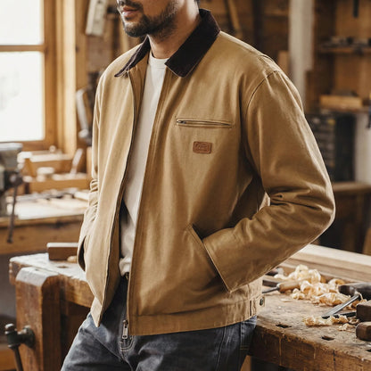 Men's Canvas Retro Jacket with Adjustable Cuffs