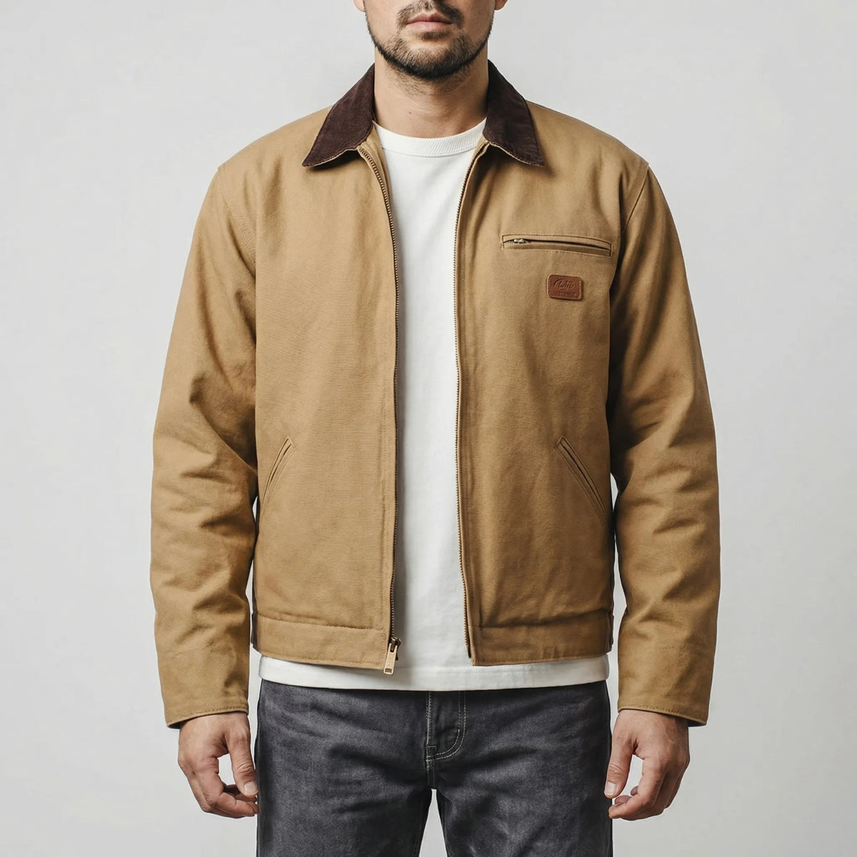 Men's Canvas Retro Jacket with Adjustable Cuffs