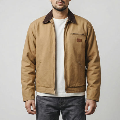 Men's Canvas Retro Jacket with Adjustable Cuffs
