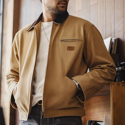 Men's Canvas Retro Jacket with Adjustable Cuffs