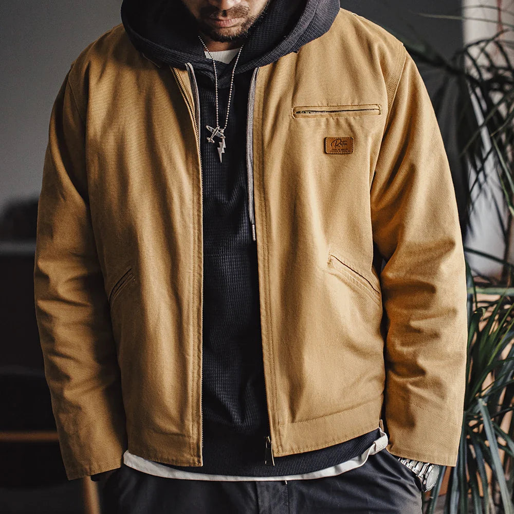 Men's Canvas Retro Jacket with Adjustable Cuffs